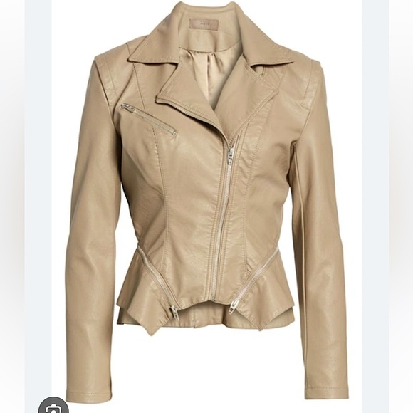 Blank NYC Vegan Leather Moto Jacket in Taupe - Picture 1 of 16